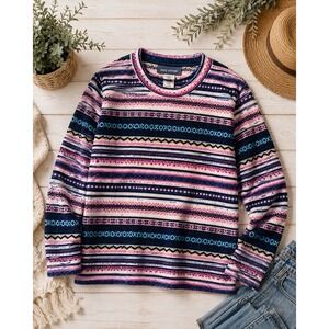 VTG Basic Editions Fair Isle Fleece‎ Pullover Women's XL Soft Cozy Y2K Ski Top